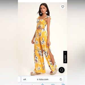 Lulu’s All Abloom Yellow Floral Print Two-Piece Jumpsuit